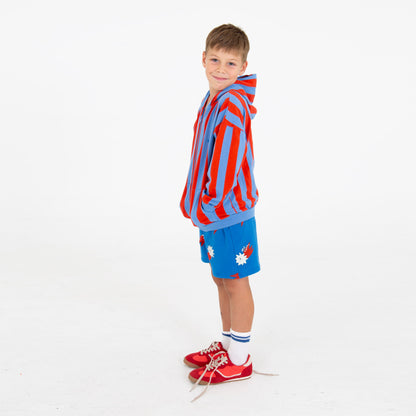 Jacket Sweatshirt Lotie Embroidery Red Stripes + Baja Blue Lötiekids