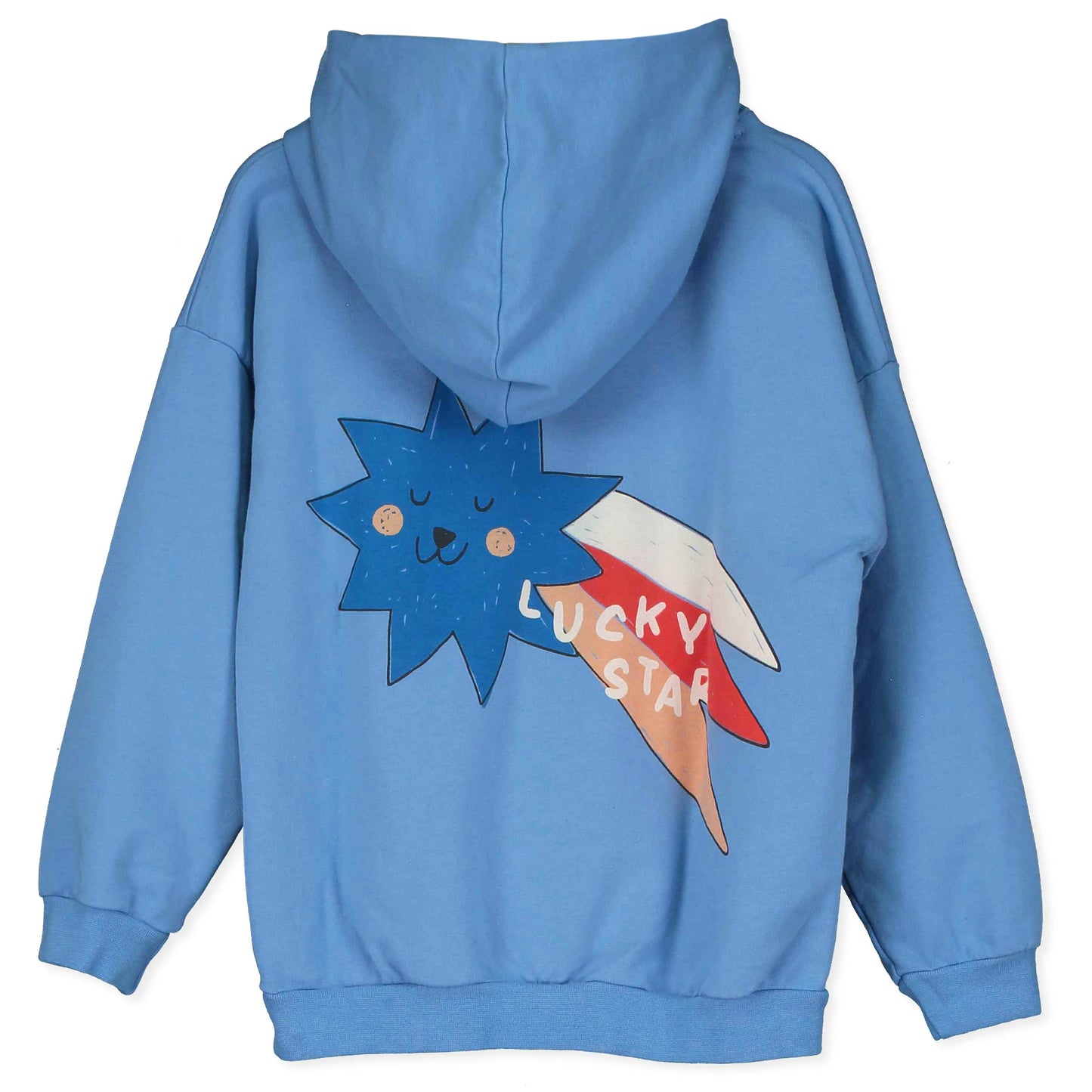 Hooded Sweatshirt Lucky Star Big and Small Baja Blue Lötiekids