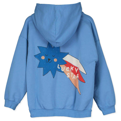 Hooded Sweatshirt Lucky Star Big and Small Baja Blue Lötiekids
