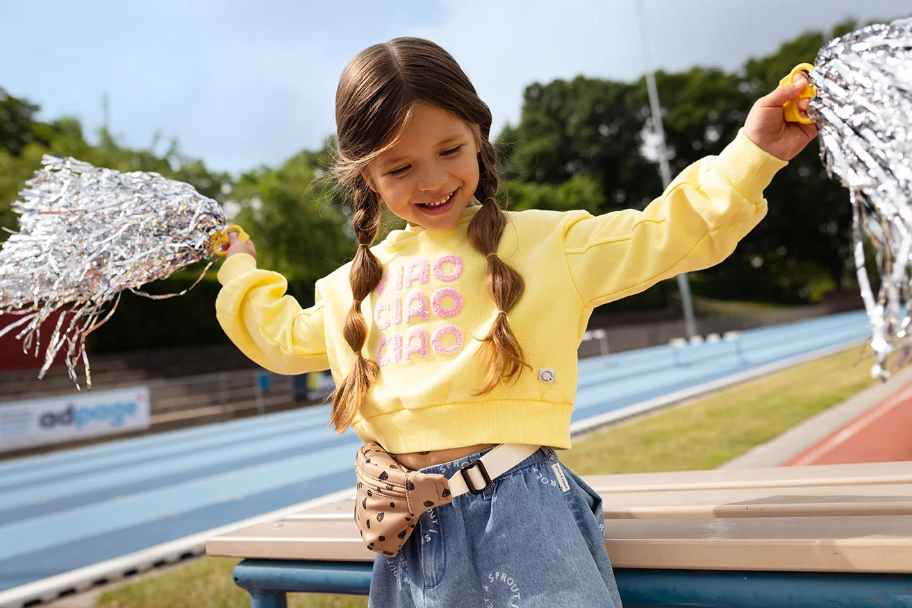 Boxy Hooded Girls Sweatshirt Pastel Yellow Sproet & Sprout