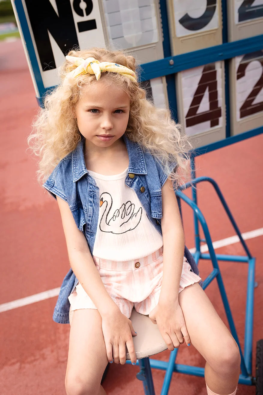 Girls Spaghetti Top Swan Off White Sproet & Sprout