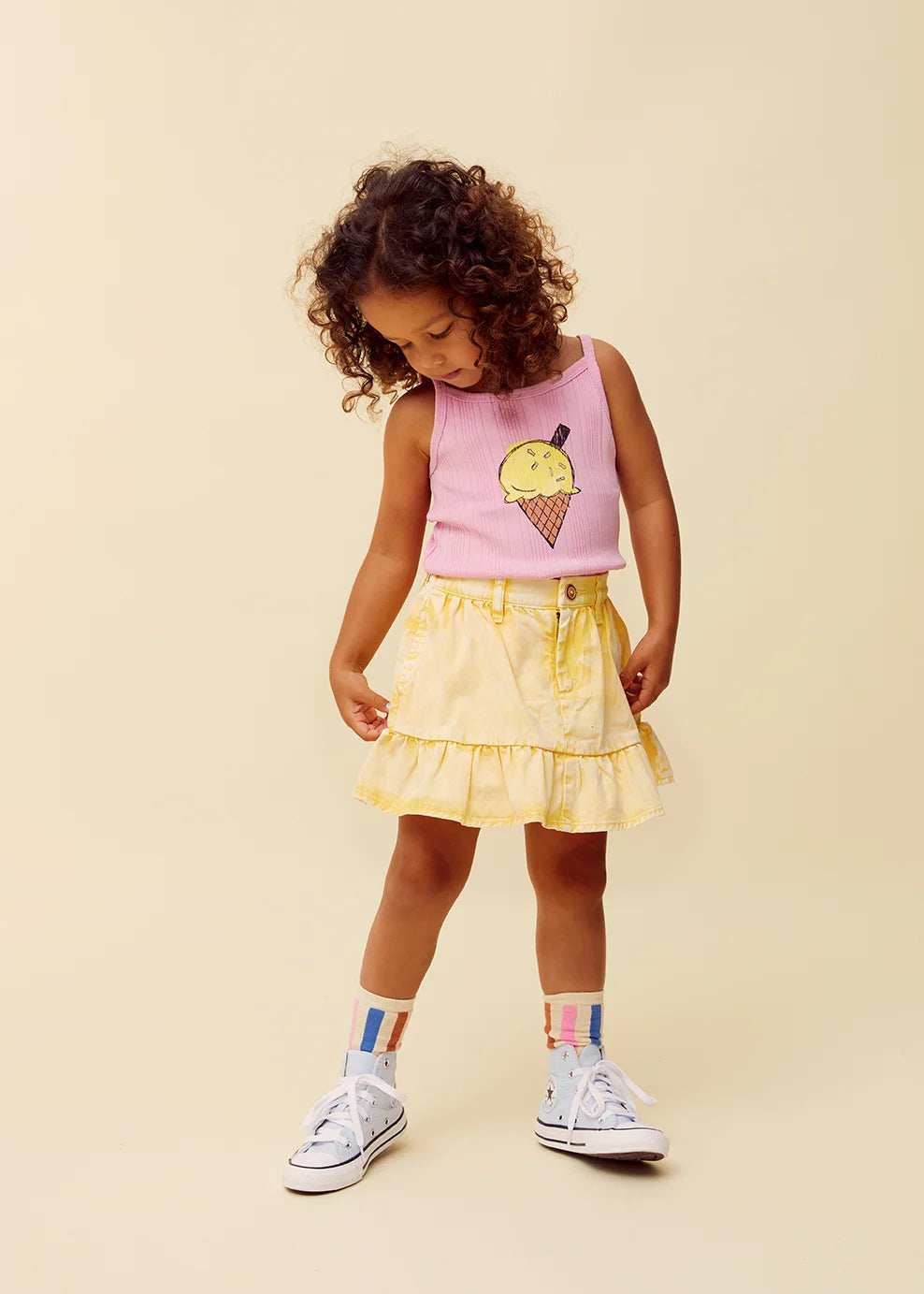 Denim Peplum Skirt Pastel Yellow Sproet & Sprout