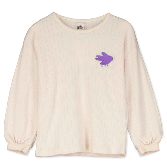 Longsleeve T-Shirt Flowing Bird Embroidery Cream Lötiekids