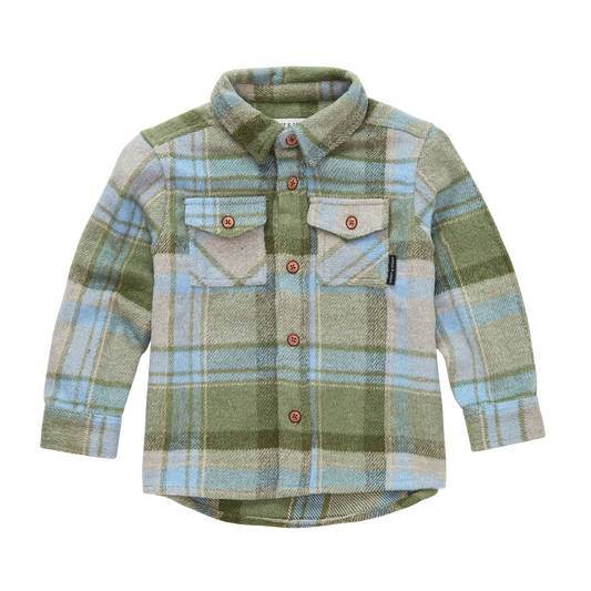 Boys Check Shirt Shady Green Sproet & Sprout
