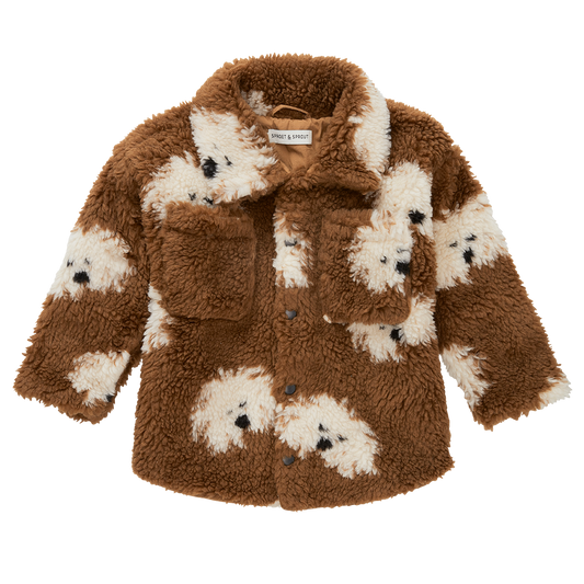 Teddy Shirt Jacket Dog print Mocca Sproet & Sprout
