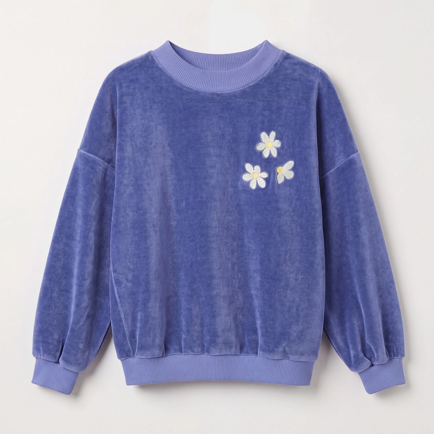 Velvet Sweater Daisies Embroidery Lavender Lötiekids