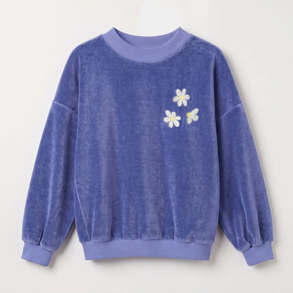 Velvet Sweater Daisies Embroidery Lavender Lötiekids