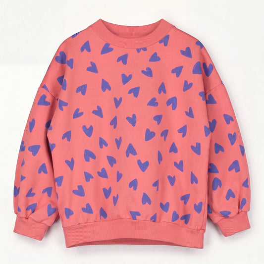 Sweater Hearts Allover Coral Lötiekids