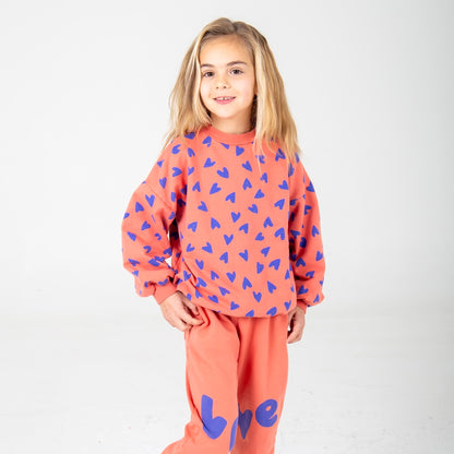 Sweater Hearts Allover Coral Lötiekids
