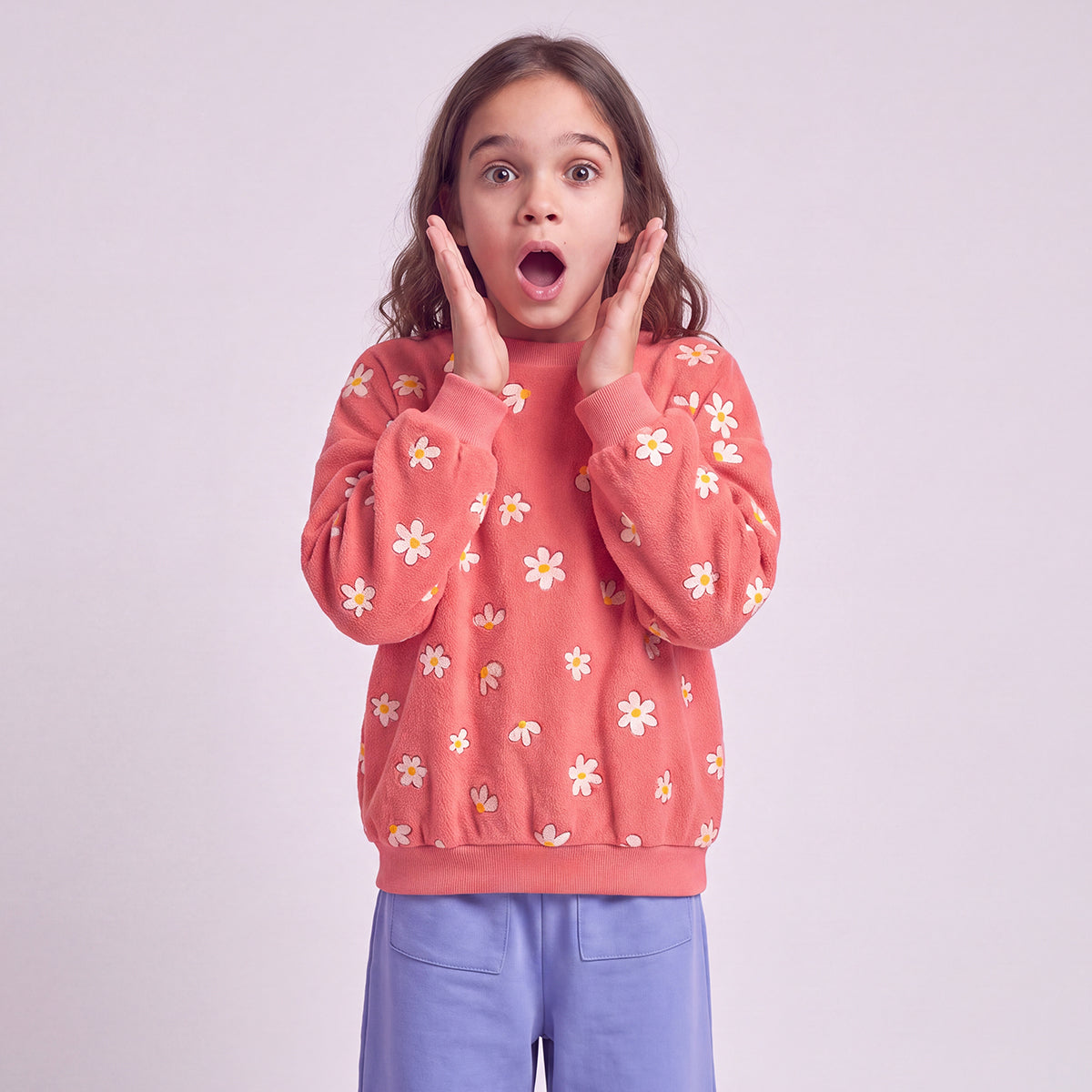 Teddy Sweater Daisies Allover Coral Lötiekids