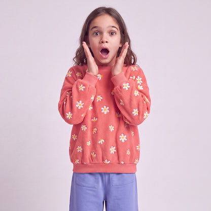 Teddy Sweater Daisies Allover Coral Lötiekids
