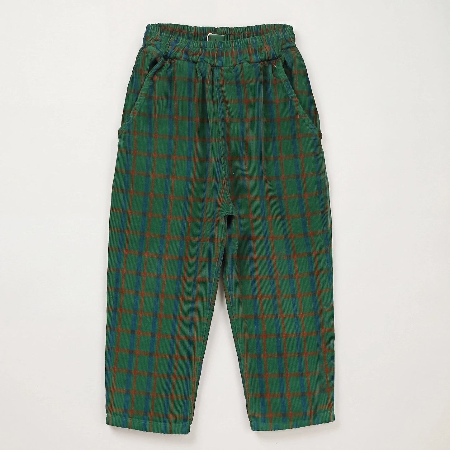 Corduroy Wide Pants Plaid Green Lötiekids