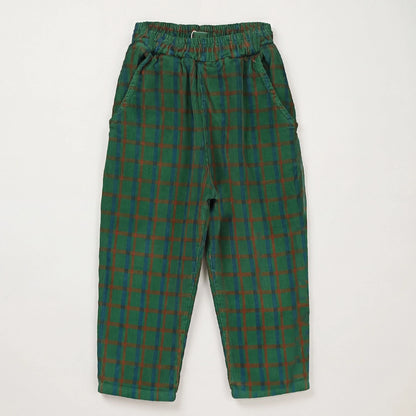 Corduroy Wide Pants Plaid Green Lötiekids