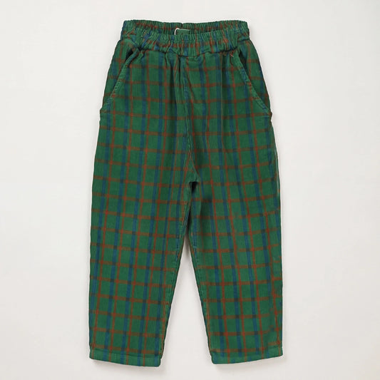 Corduroy Wide Pants Plaid Green Lötiekids