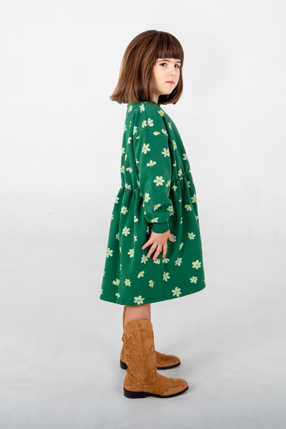 Relaxed Fit Dress Daisies Allover Green Lötiekids