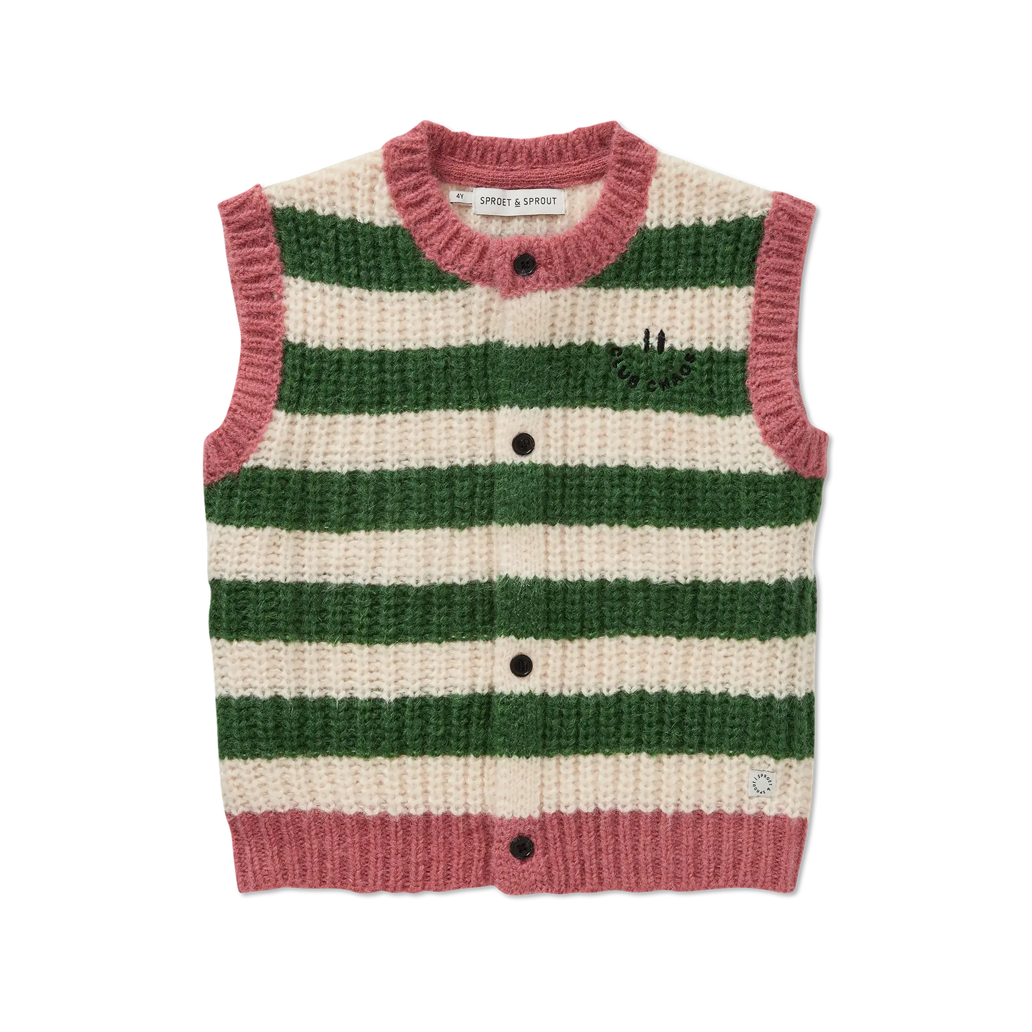 Knitted Vest Stripes Deep Green Sproet & Sprout