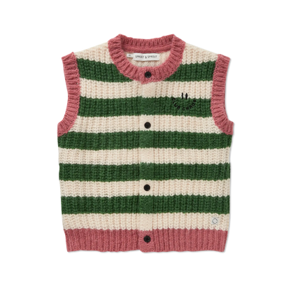 Knitted Vest Stripes Deep Green Sproet & Sprout