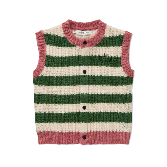 Knitted Vest Stripes Deep Green Sproet & Sprout