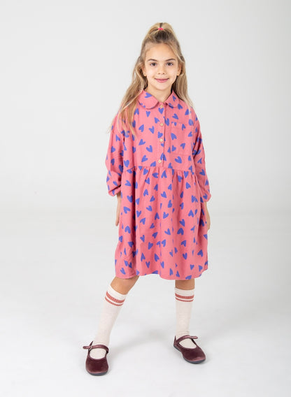 Woven Dress Hearts Allover Pink Lemonade Lötiekids
