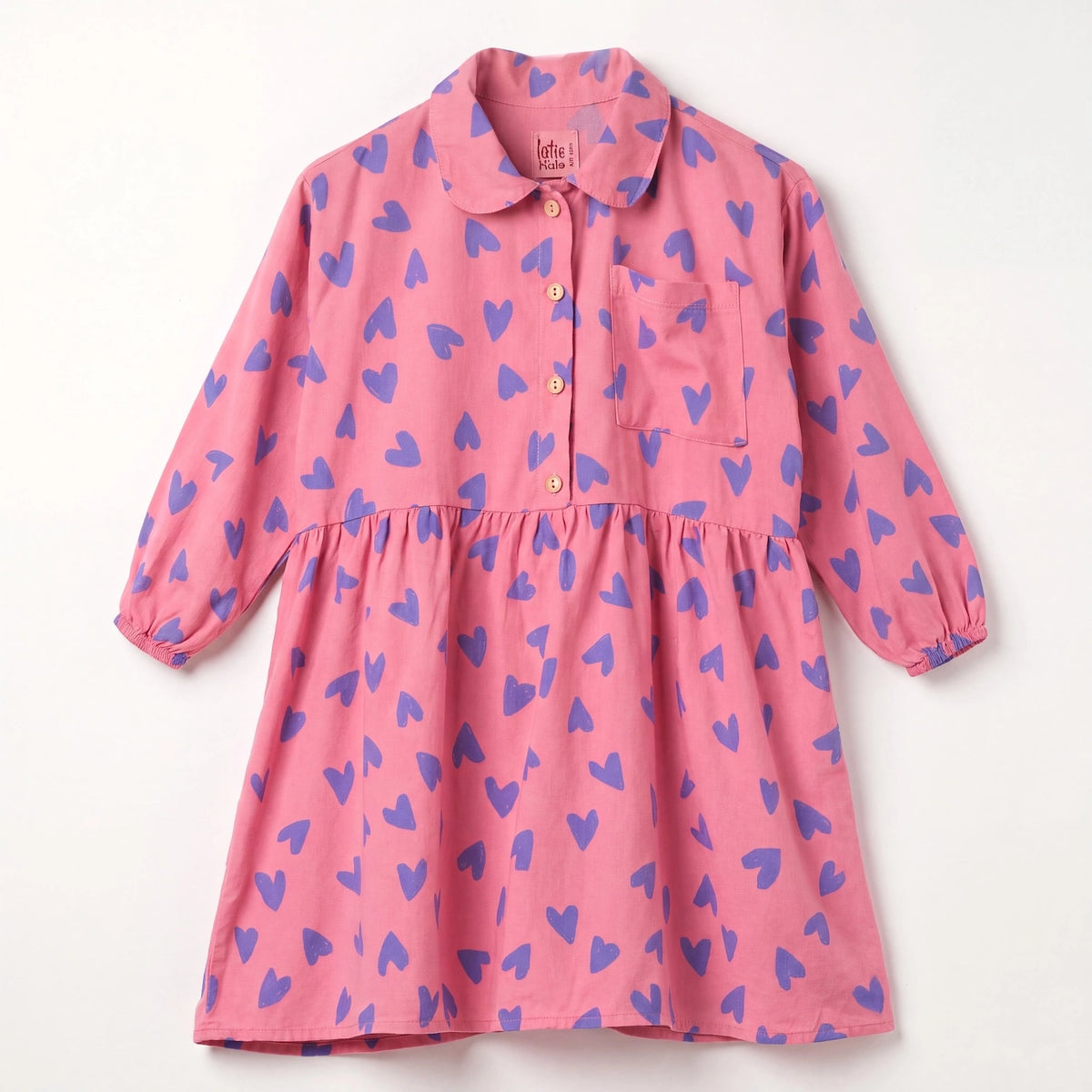 Woven Dress Hearts Allover Pink Lemonade Lötiekids