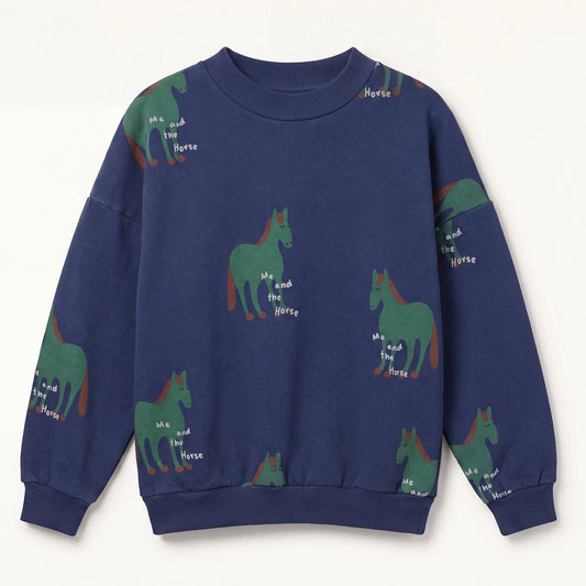 Sweater Horses Allover Navy Blue Lötiekids