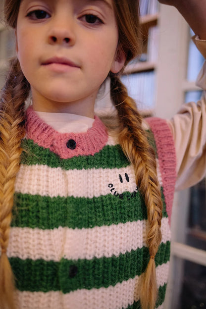Knitted Vest Stripes Deep Green Sproet & Sprout