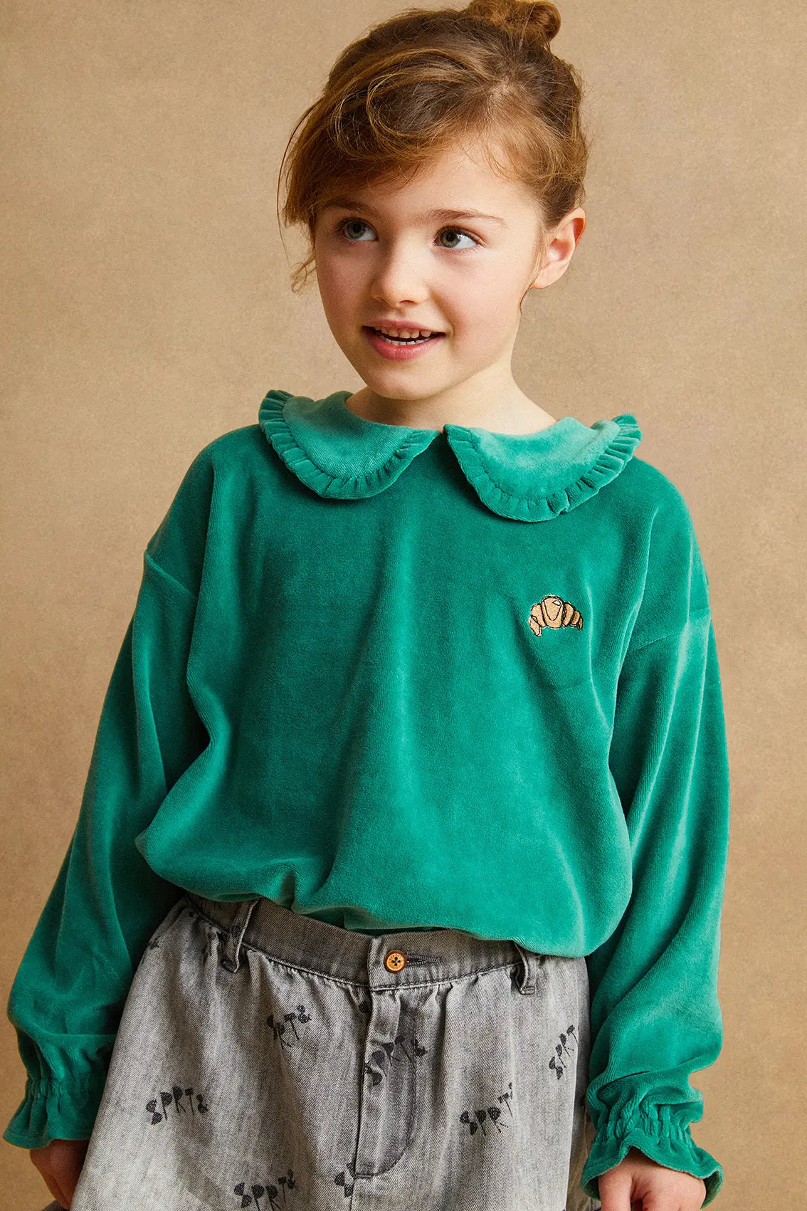 Sweatshirt Ruffle Collar Deep Green Sproet & Sprout