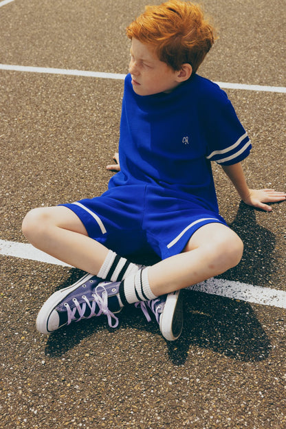 Sweater Short Sleeve with Embroidery and Taping Marbles CarlijnQ