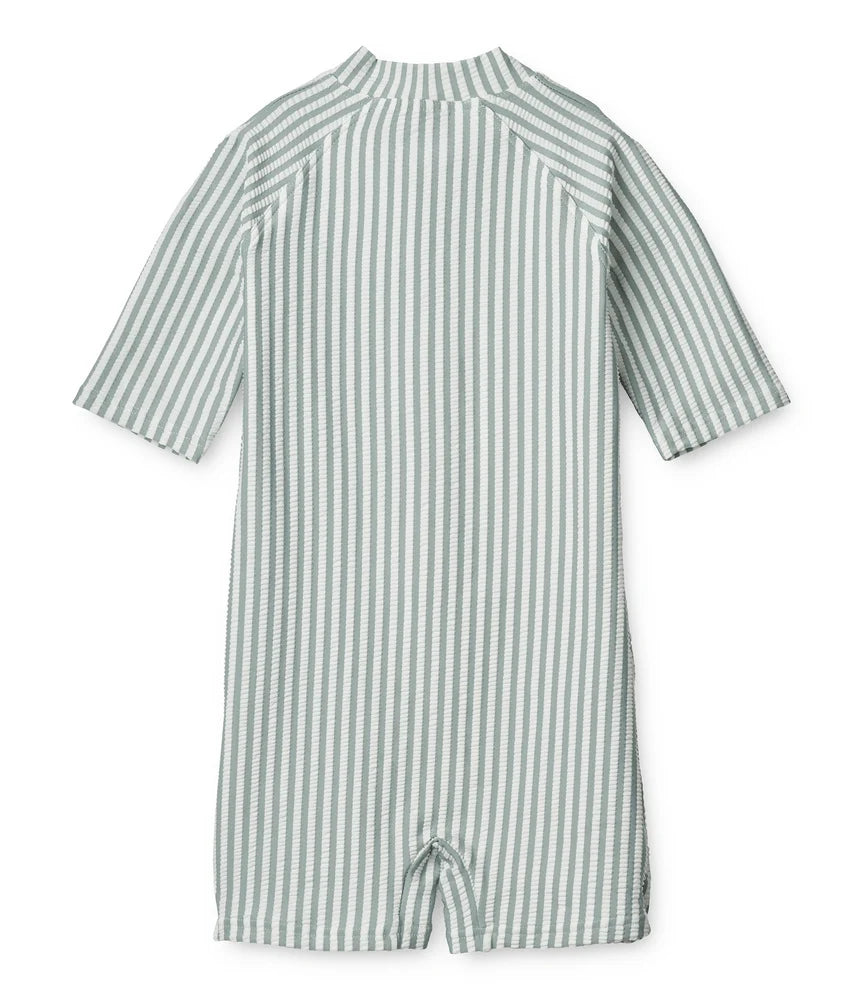 Max Seersucker Short Sleeve Swim Jumpsuit Liewood