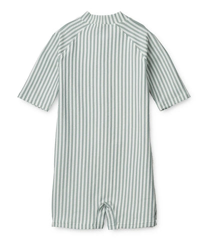 Max Seersucker Short Sleeve Swim Jumpsuit Liewood