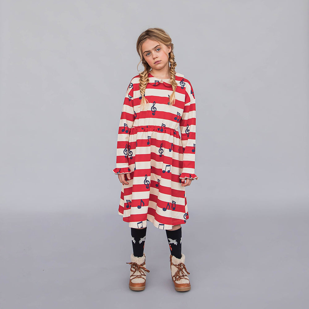 Dress Longsleeve with Ruffles Music Notes CarlijnQ