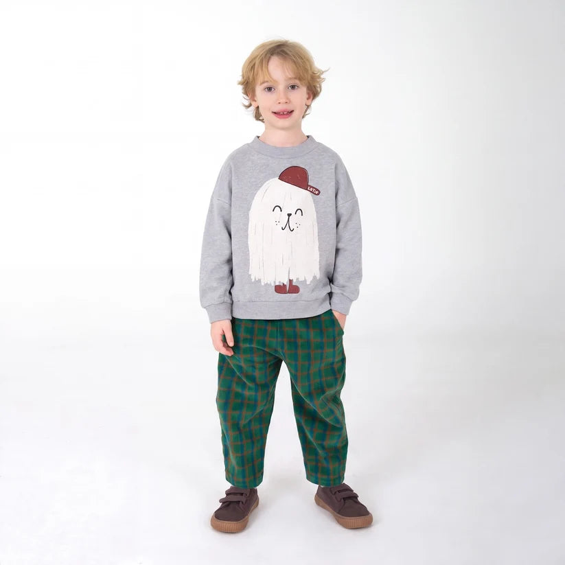 Corduroy Wide Pants Plaid Green Lötiekids