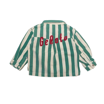 Bold Stripe Denim Worker Jacket Green Cos I Said So