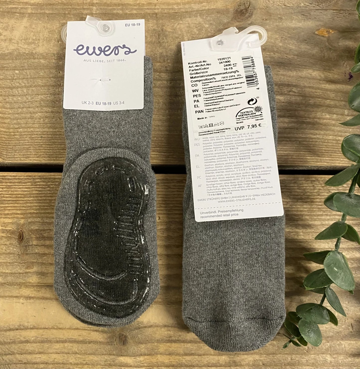 Stoppersocken Grau Melange Ewers