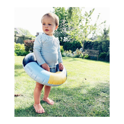 Noah Seersucker Swim Tee Stripe Sea Blue/White Liewood