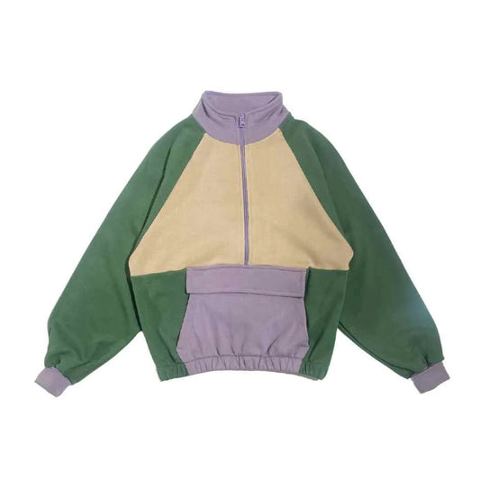 Color Block Zip Top Thumb Holes Cos I Said So