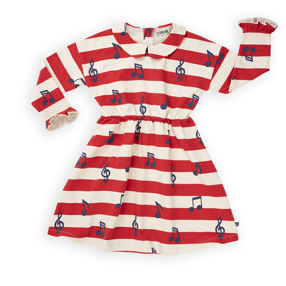 Dress Longsleeve with Ruffles Music Notes CarlijnQ