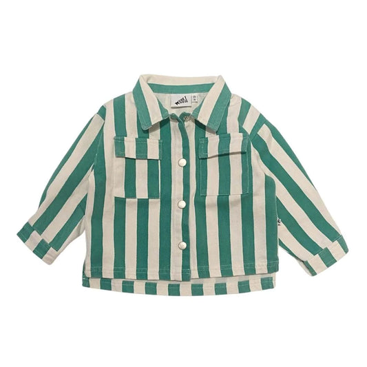 Bold Stripe Denim Worker Jacket Green Cos I Said So