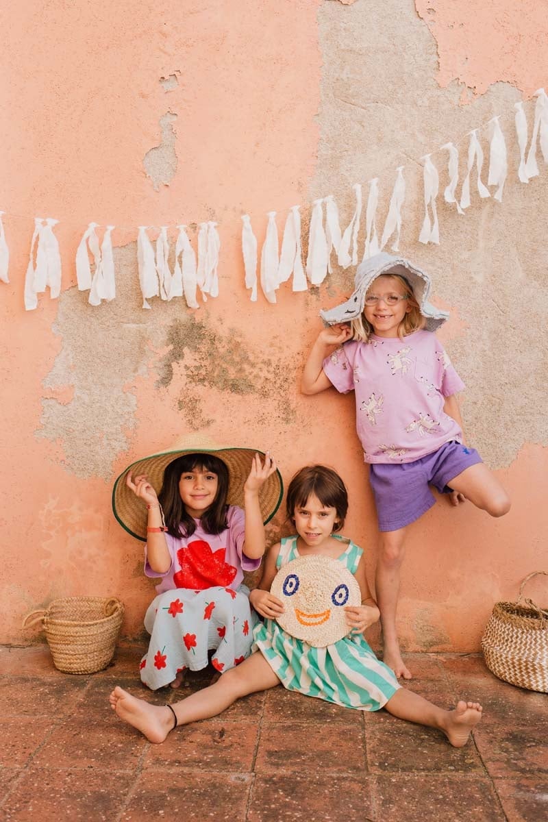 Mid Length Skirt Poppies Allover Sky Blue Lötiekids