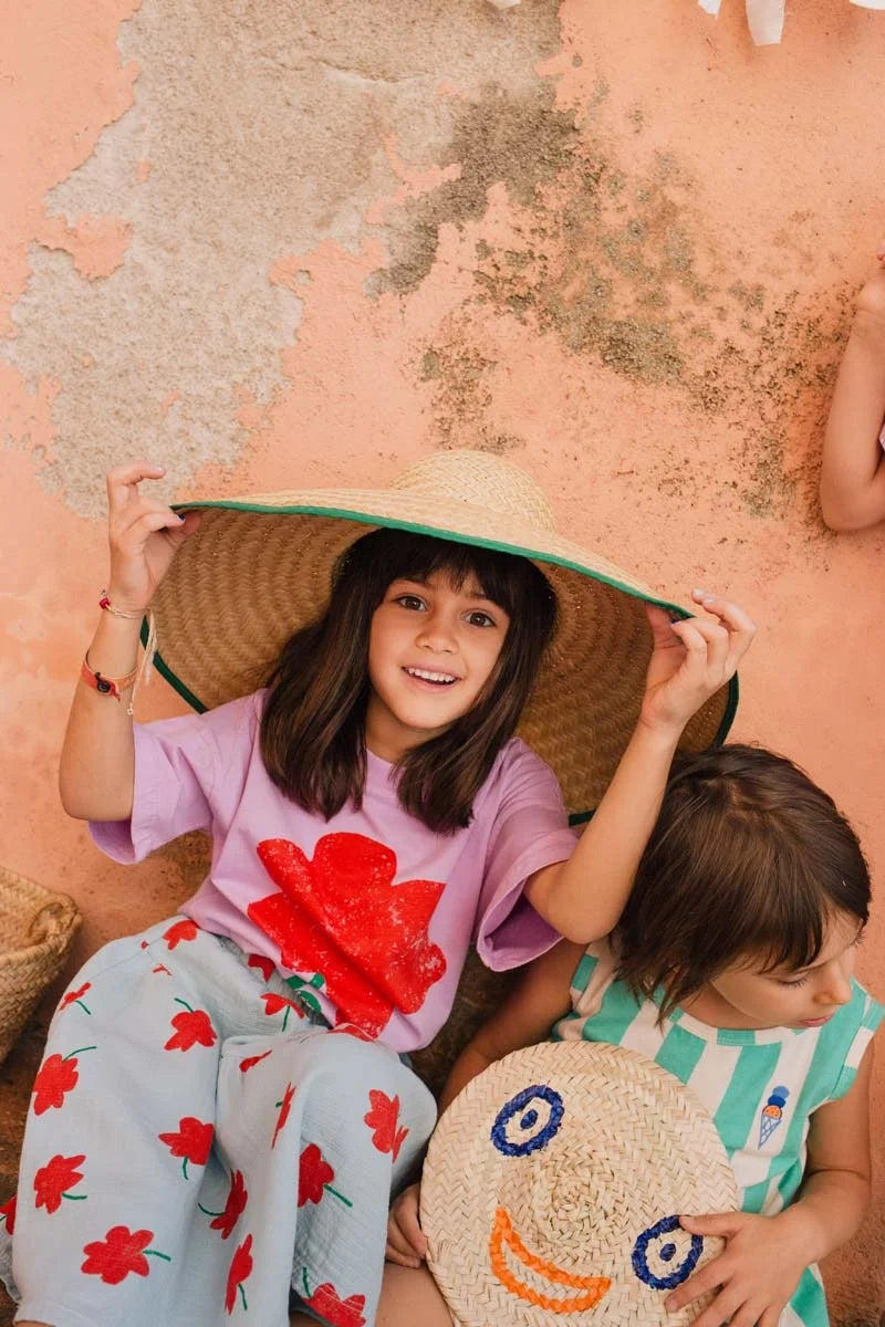 Mid Length Skirt Poppies Allover Sky Blue Lötiekids