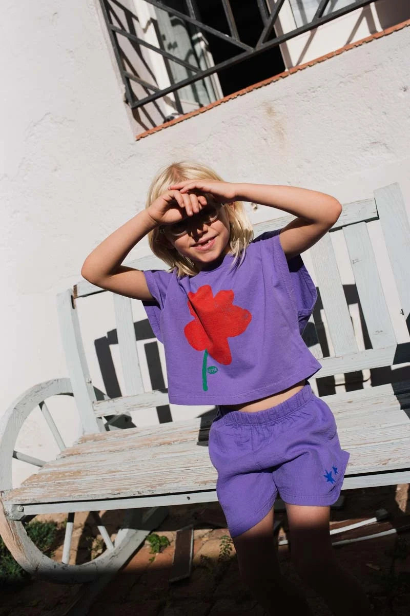 Woven Shorts Stars Embroidery Violet Lötiekids